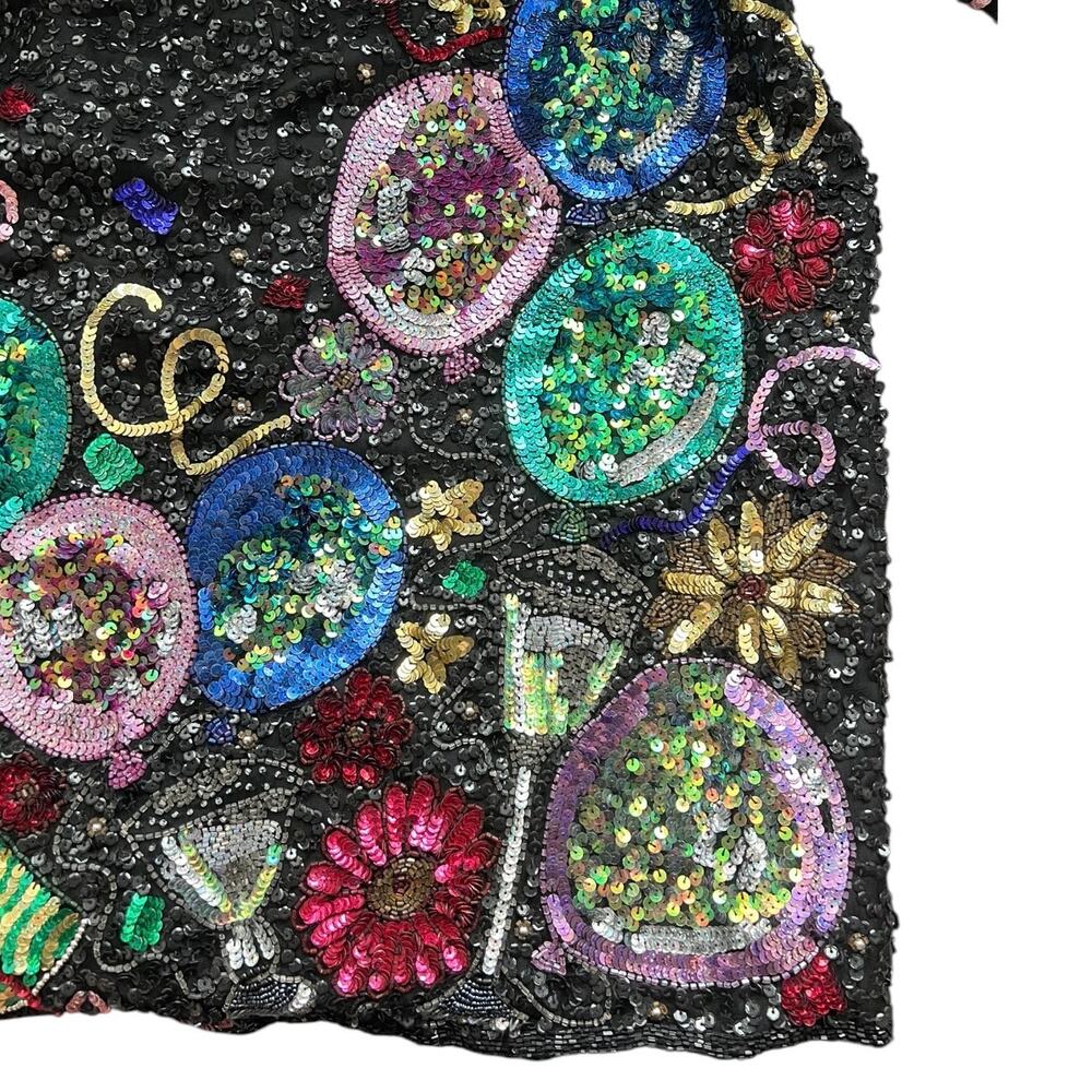 Laurence kazar vintage sequin New Year’s Eve mini dress multicolor size large - Picture 12 of 13